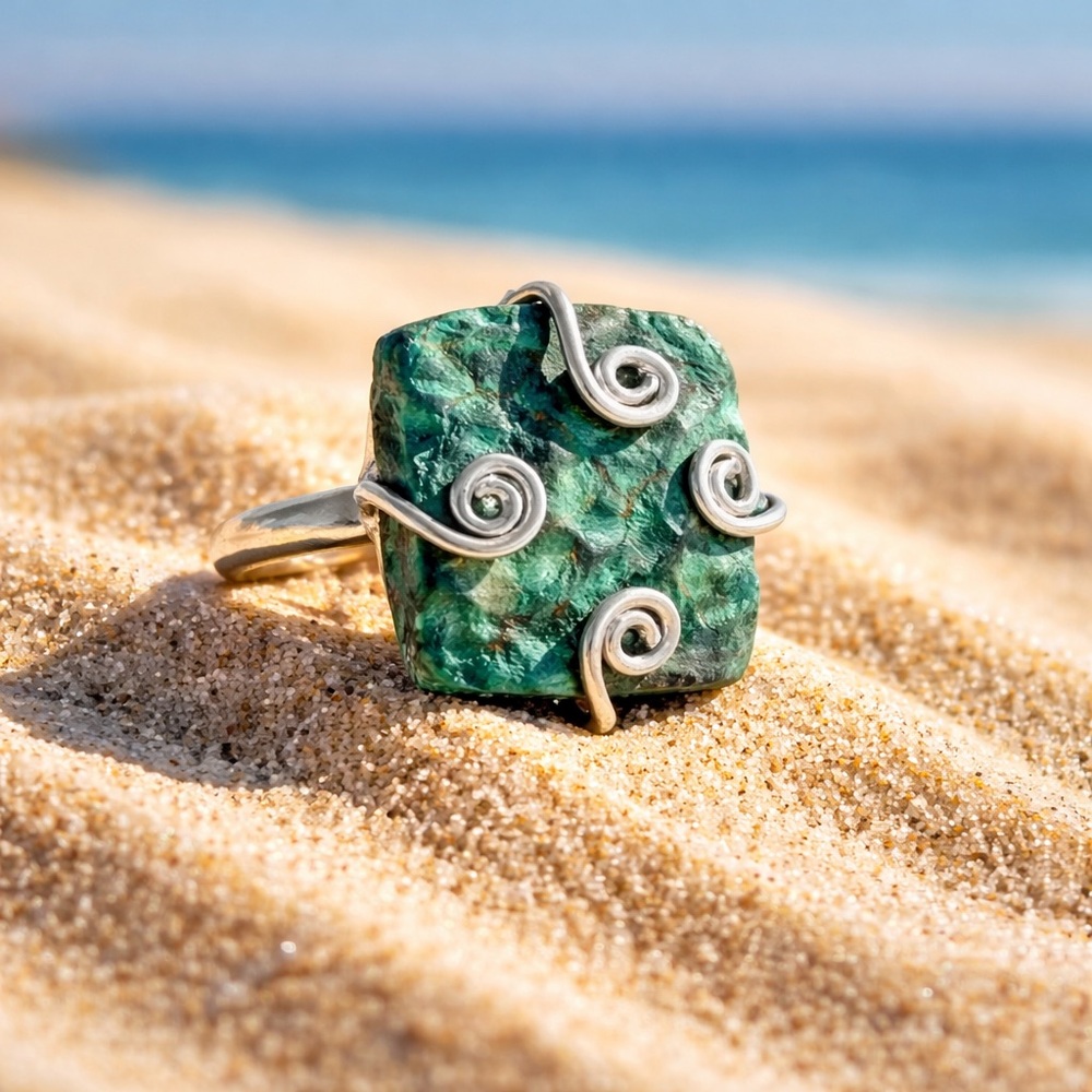 Natural Azurite Ring - Picture 3 of 14